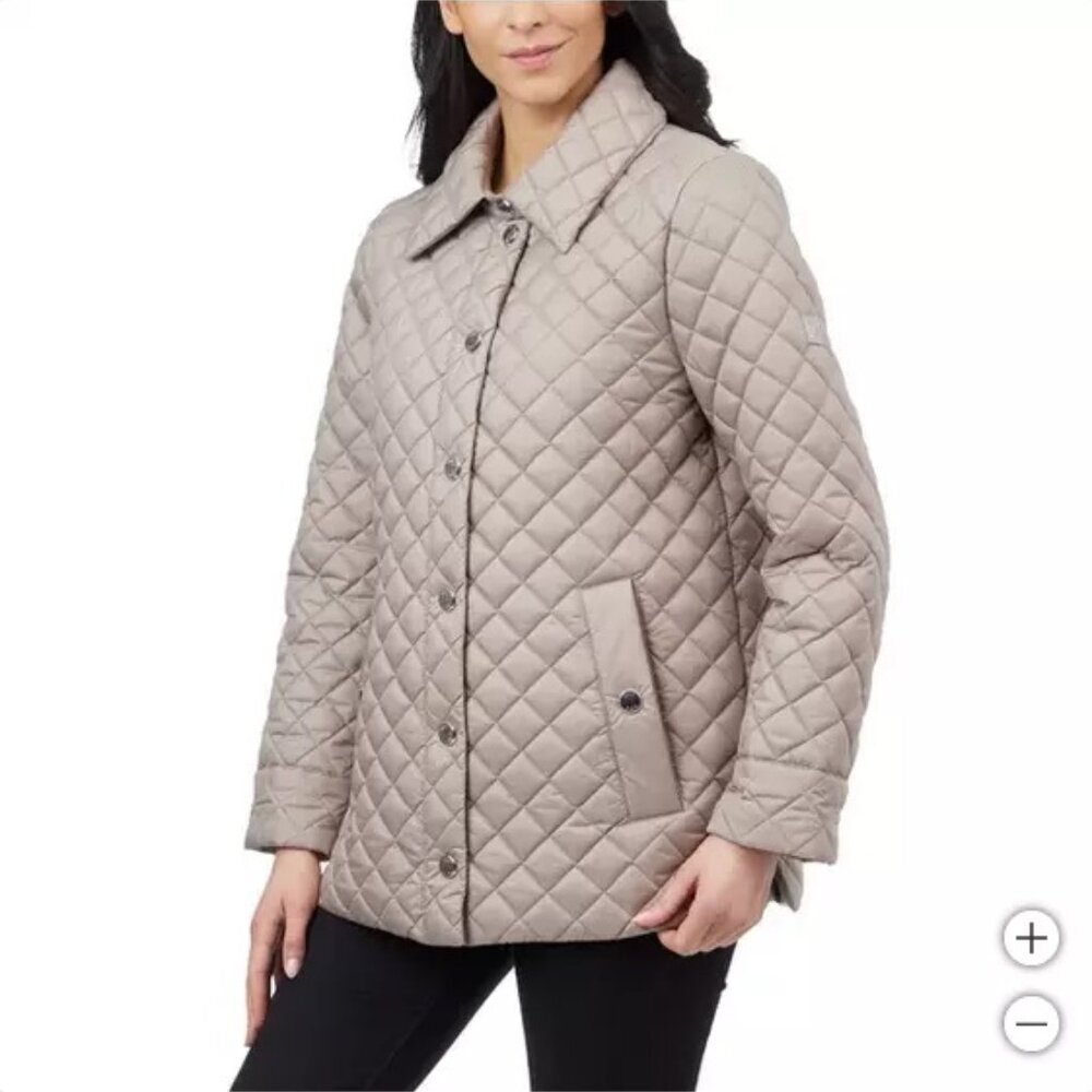 NWT Anne Klein Women's Soft Touch Down Puffer Jacket Size XL Tan $180 FFF327 - Picture 2 of 3